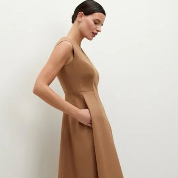 MM Lafleur Dresses & Skirts - MM LaFleur Jaycie Dress in Camel Washable Wool Twill